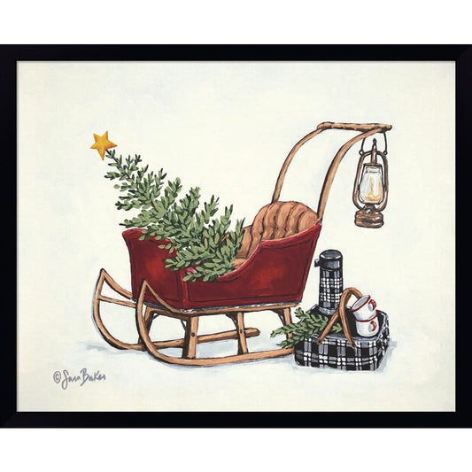 Winter Sleigh Picnic by Sara Baker, Framed Art