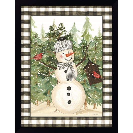 Snowman and Birdhouse by Cindy Jacobs, Framed Art