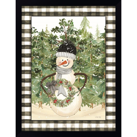 Snowman with Wreath by Cindy Jacobs, Framed Art