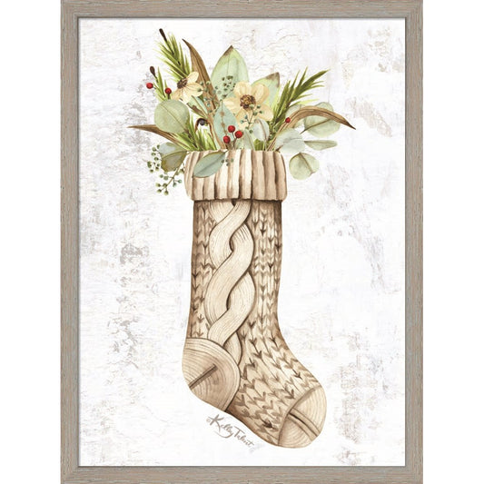 Christmas Knitted Stocking by Kelley Talent, Framed Art