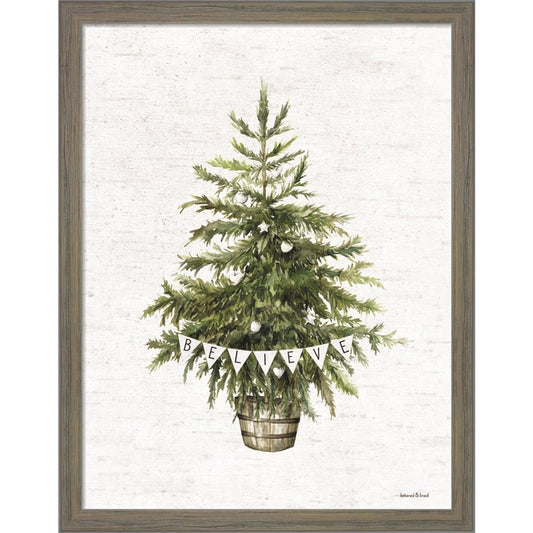 Believe Christmas Tree by Lettered & Lined, Framed Art