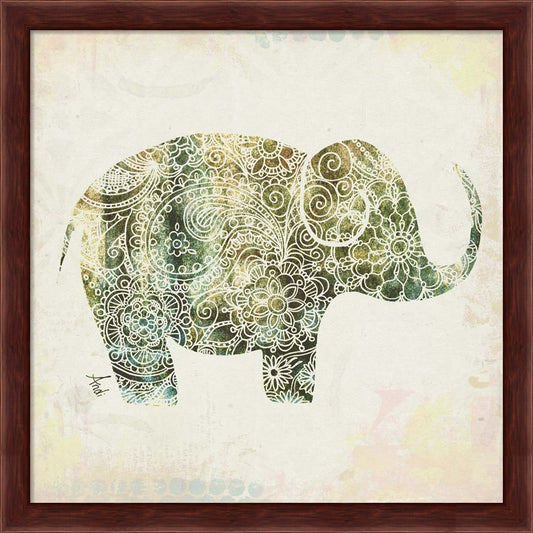 Boho Elephant I by Andi Metz, Framed Art