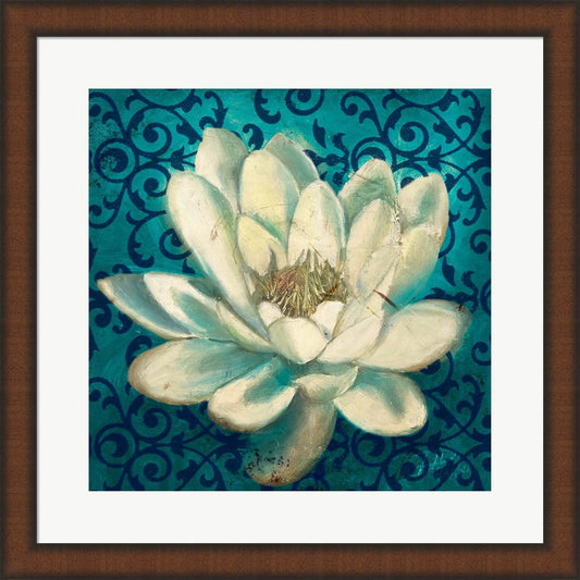 Water Lilly on Teal by Patricia Pinto, Framed Art