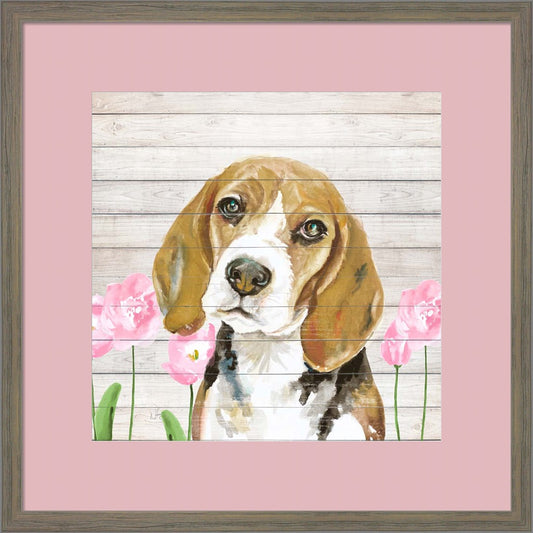 Beagle With Flowers by Patricia Pinto, Framed Art