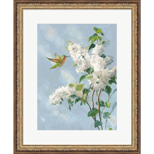 Hummingbird Spring I Soft Blue by Danhui Nai, Framed Art