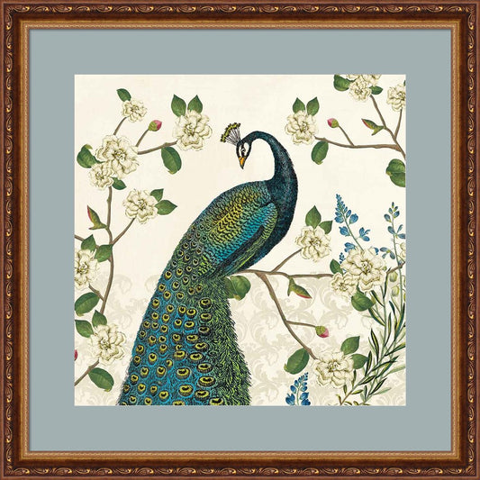 Peacock Arbor I Ivory v2 by Sue Schlabach, Framed Art