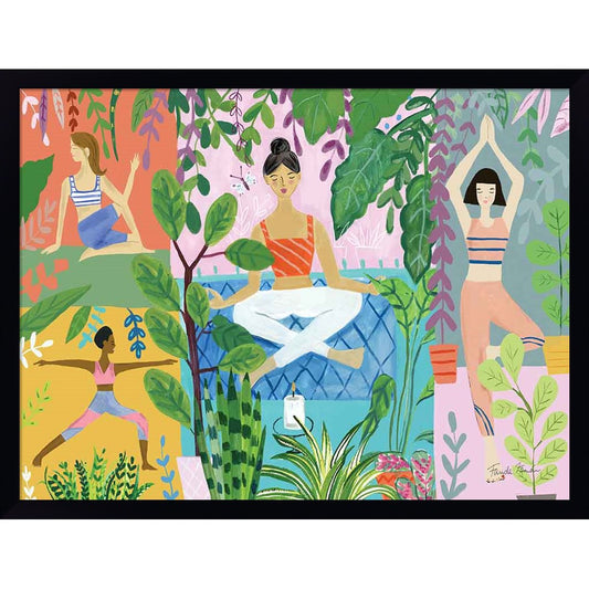 Yoga with Plants I by Farida Zaman, Framed Art