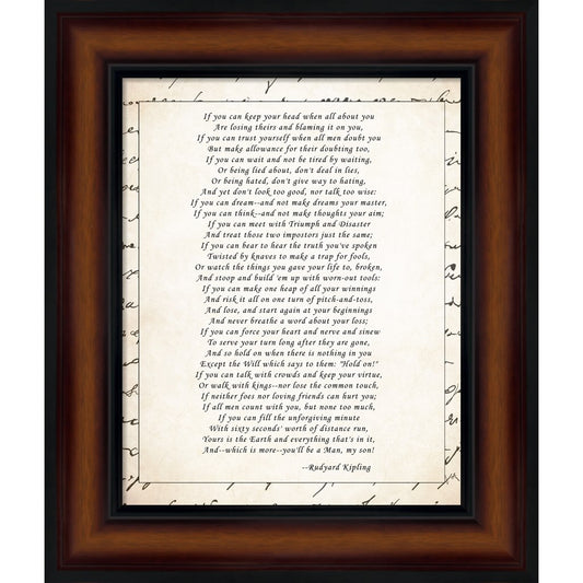 If - Script Border by Rudyard Kipling, Framed Art