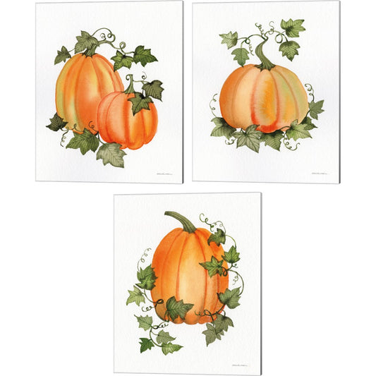 Pumpkin and Vines by Kathleen Parr McKenna, 3 Piece Canvas Art Set