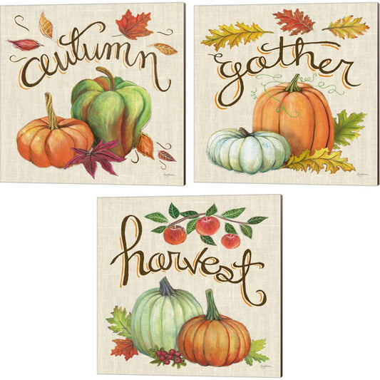 Autumn Harvest Linen by Mary Urban, 3 Piece Canvas Art Set