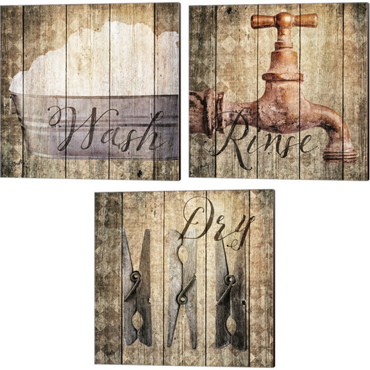 Wash, Rinse & Dry by Misty Michelle, 3 Piece Canvas Art Set