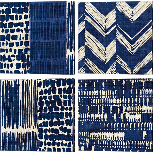 Indigo Batik by Wild Apple Portfolio, 4 Piece Canvas Art Set