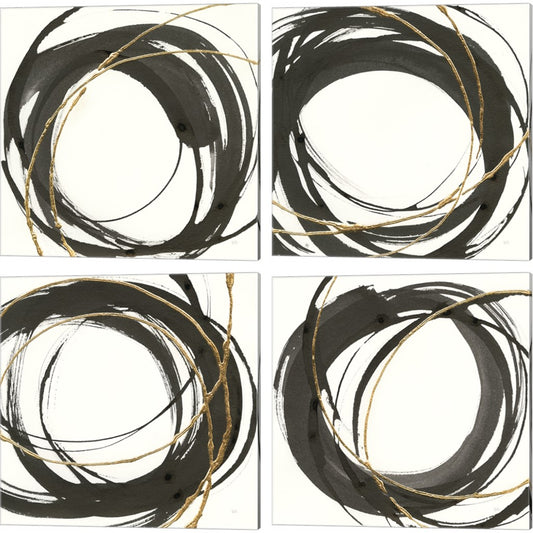 Gilded Enso by Chris Paschke, 4 Piece Canvas Art Set