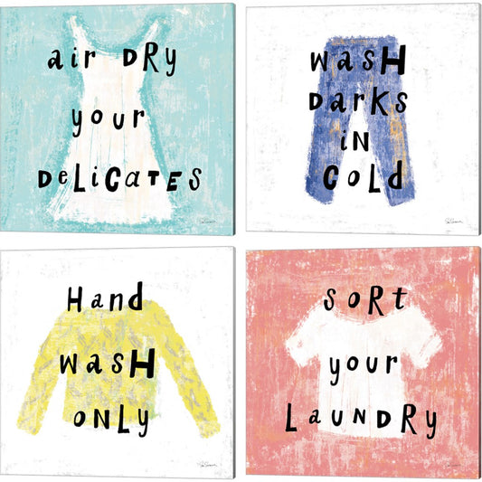 Laundry Rules by Sue Schlabach, 4 Piece Canvas Art Set