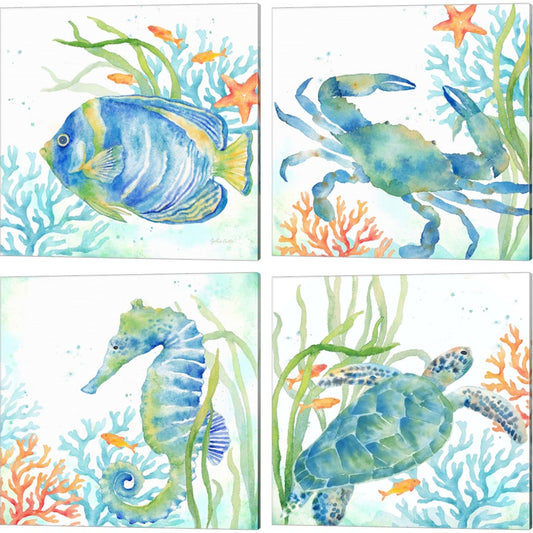 Sea Life Serenade by Cynthia Coulter, 4 Piece Canvas Art