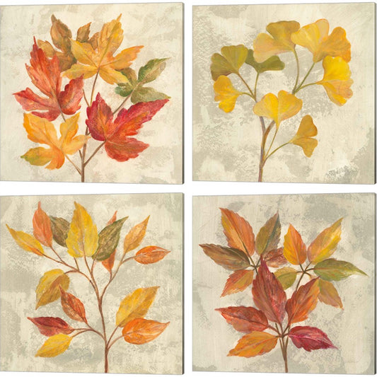 November Leaves by Silvia Vassileva, 4 Piece Canvas Art Set