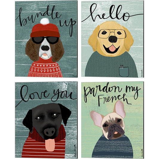 Bundle Up, Hello Retriever, Love You Lab & Pardon My French by Katie Doucette, 4 Piece Canvas Art Set