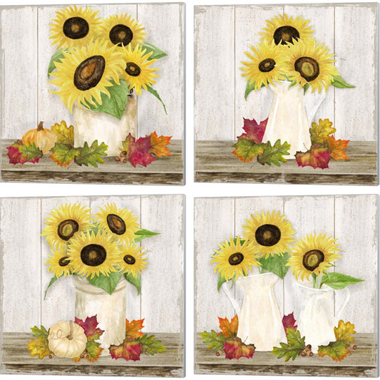 Fall Sunflowers by Tara Reed, 4 Piece Canvas Art Set