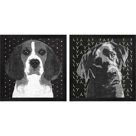 Beagle & Lab by Posters International Studio, 2 Piece Black Framed Art Set