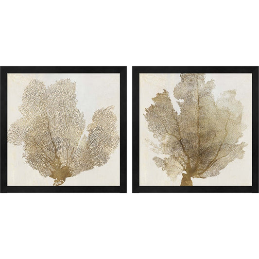 Gold Coral by PI Galerie, 2 Piece Black Framed Art Set