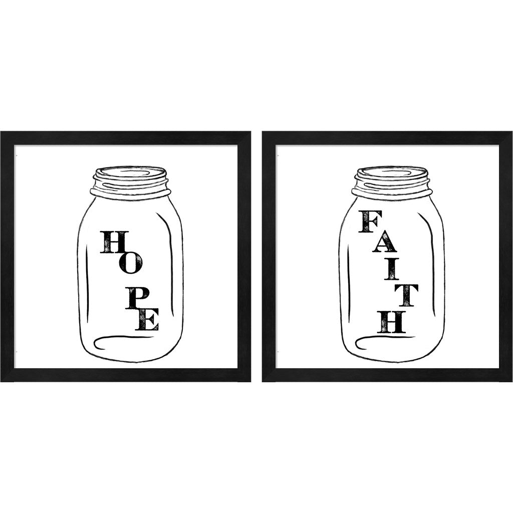 Hope & Faith by Ramona Murdock, 2 Piece Black Framed Art Set