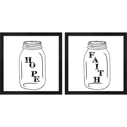 Hope & Faith by Ramona Murdock, 2 Piece Black Framed Art Set