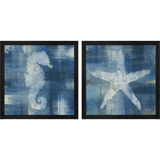 Batik Seas A by Studio Mousseau, 2 Piece Black Framed Art Set