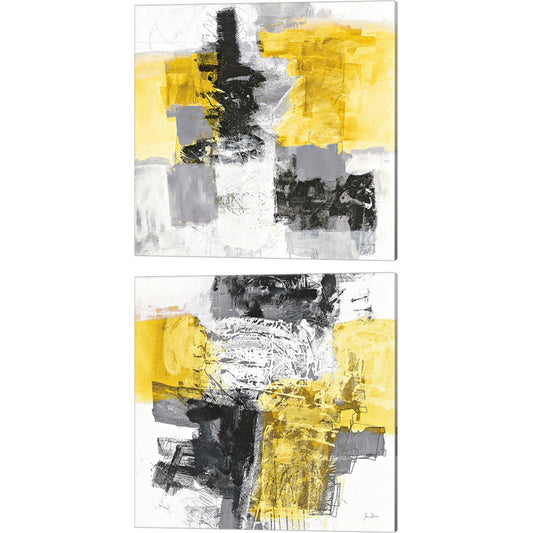 Action Yellow and Black by Jane Davies, 2 Piece Canvas Art Set