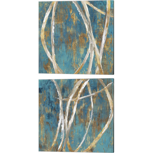 Teal Abstract by PI Galerie, 2 Piece Canvas Art Set