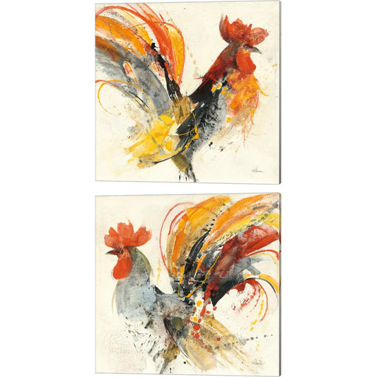 Festive Rooster by Albena Hristova, 2 Piece Canvas Art Set