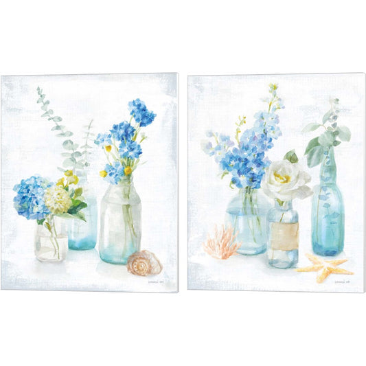 Beach Cottage Florals by Danhui NAI, 2 Piece Canvas Art Set