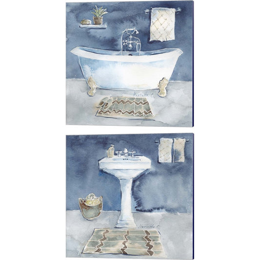 Watercolor Bathroom by Marietta Cohen, 2 Piece Canvas Art Set