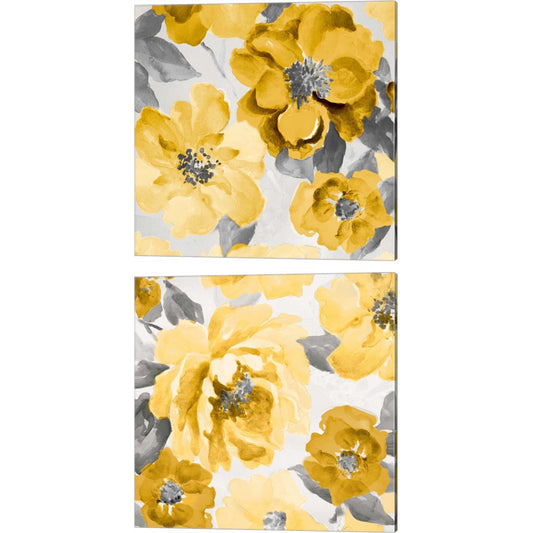 Yellow and Gray Floral Delicate by Lanie Loreth, 2 Piece Canvas Art Set