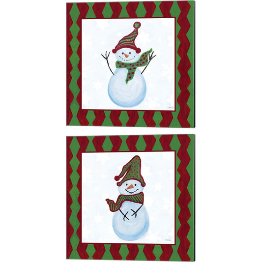 Snowman Zig Zag Square by Gina Ritter, 2 Piece Canvas Art Set