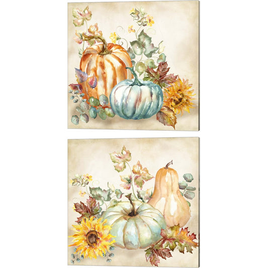 Watercolor Harvest Pumpkin A by TRE Sorelle Studios, 2 Piece Canvas Art Set