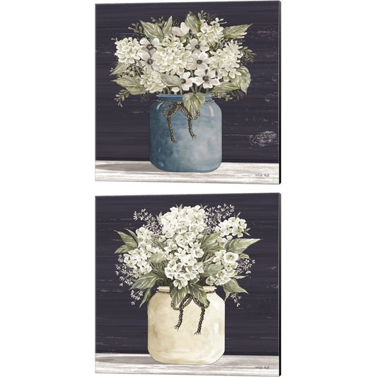 White Flowers by Cindy Jacobs, 2 Piece Canvas Art Set