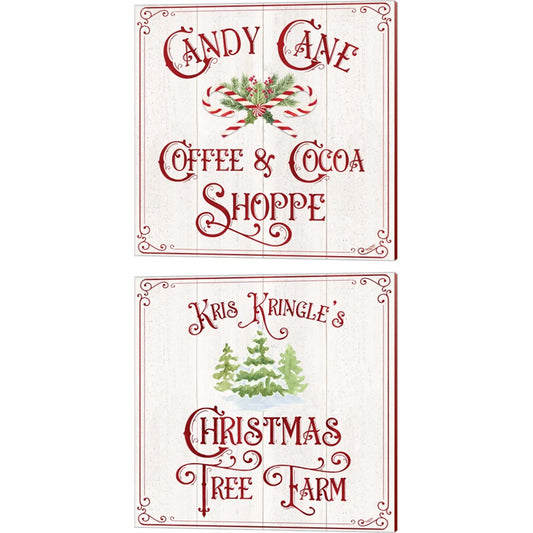 Vintage Christmas Signs A by Tara Reed, 2 Piece Canvas Art Set