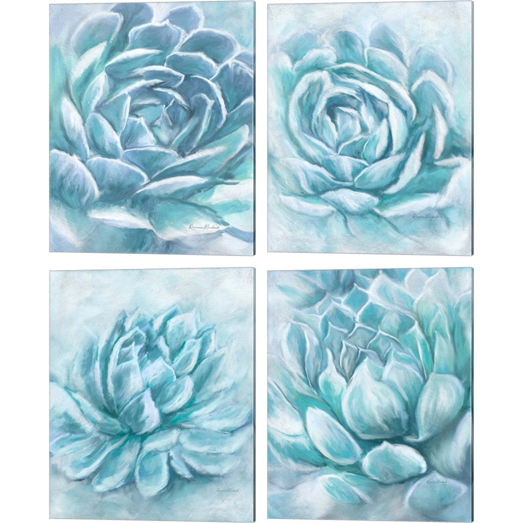 Aqua Succulent by Ramona Murdock, 4 Piece Canvas Art Set