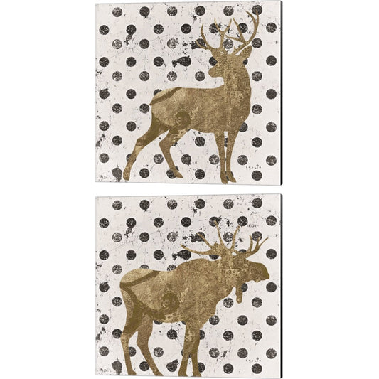 Forest Glam Deer & Moose by Sophie 6, 2 Piece Canvas Art Set