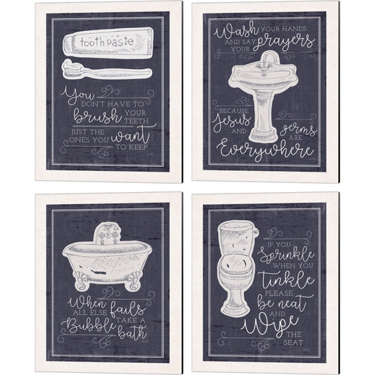 Bathroom Series by Misty Michelle, 4 Piece Canvas Art Set