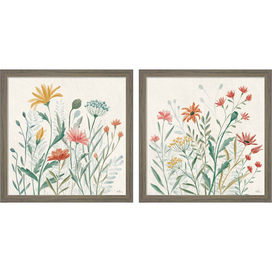 Wildflower Vibes B by Janelle Penner, 2 Piece Rustic Grey Framed Art Set