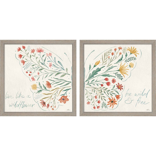 Wildflower Vibes C by Janelle Penner, 2 Piece Rustic White Framed Art Set