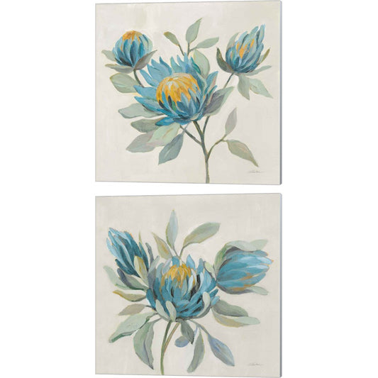 Field Floral Blue by Silvia Vassileva, 2 Piece Canvas Art Set