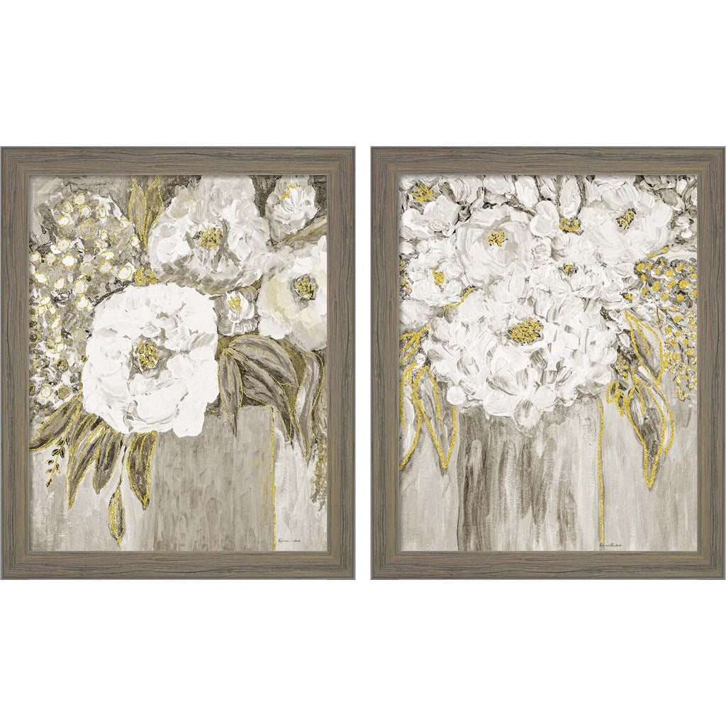 Golden Age Floral by Ramona Murdock, 2 Piece Rustic Gray Framed Art Set