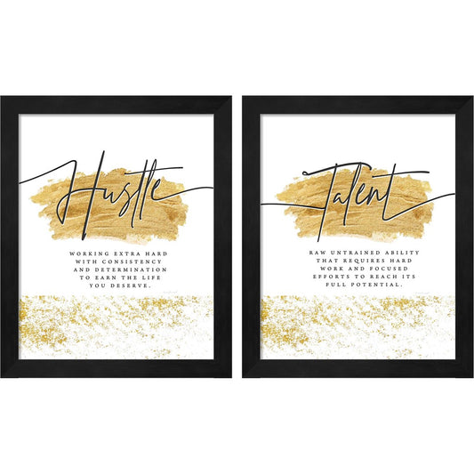 Hustle & Talent by Jennifer Pugh, 2 Piece Black Framed Art Set