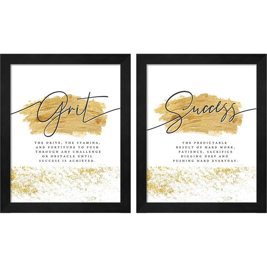 Grit & Success by Jennifer Pugh, 2 Piece Black Framed Art Set