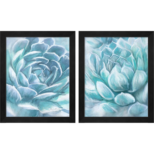 Aqua Succulent by Ramona Murdock, 2 Piece Black Framed Art Set