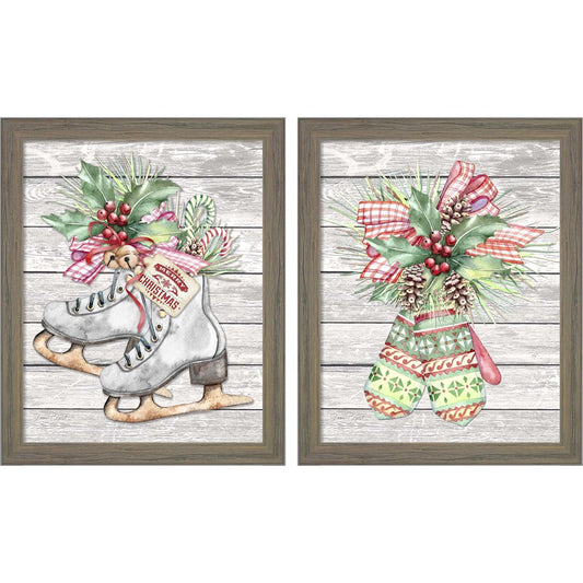 Winter Wonderland by Jean Plout, 2 Piece Rustic Gray Framed Art Set