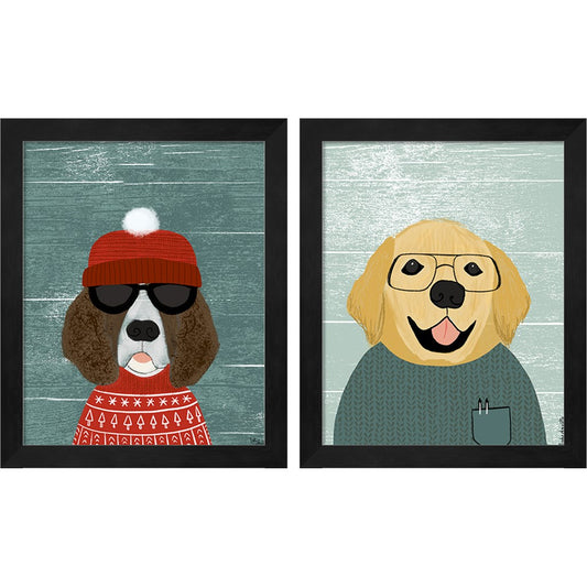 Spaniel & Retriever by Katie Doucette, 2 Piece Black Framed Art Set