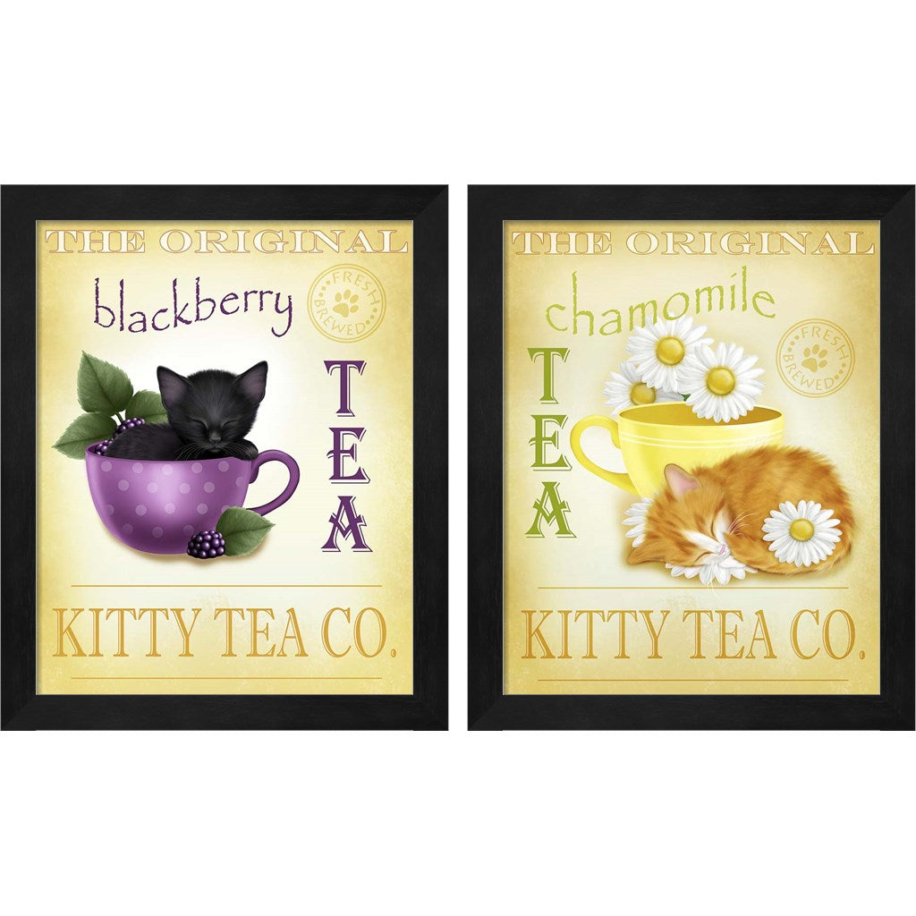 Blackberry & Chamomile Tea Cat by Melissa Dawn, 2 Piece Black Framed Art Set